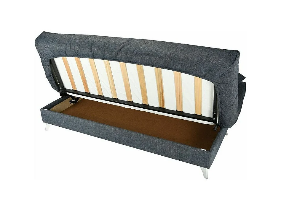 Banquette Clic-clac tissu 130x190 matelas Starflex 13cm avec rangement Malax-Couleur Bleu canard