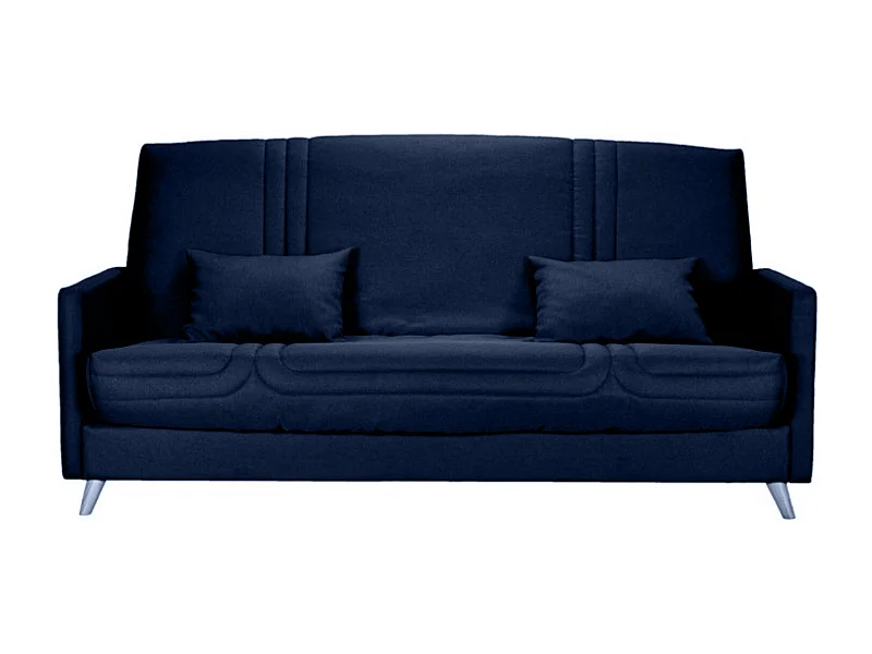 Banquette Clic-clac tissu 130x190 matelas Starbed 13cm avec rangement Soly-Couleur Bleu foncé