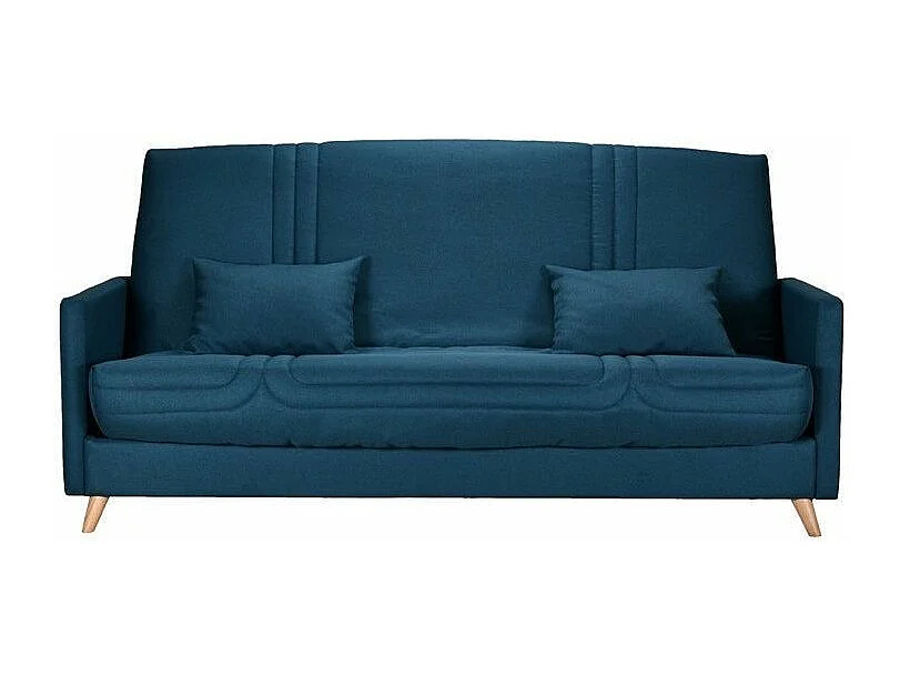 Banquette Clic-clac tissu 130x190 matelas Starbed 13cm avec rangement Soly-Couleur Bleu foncé