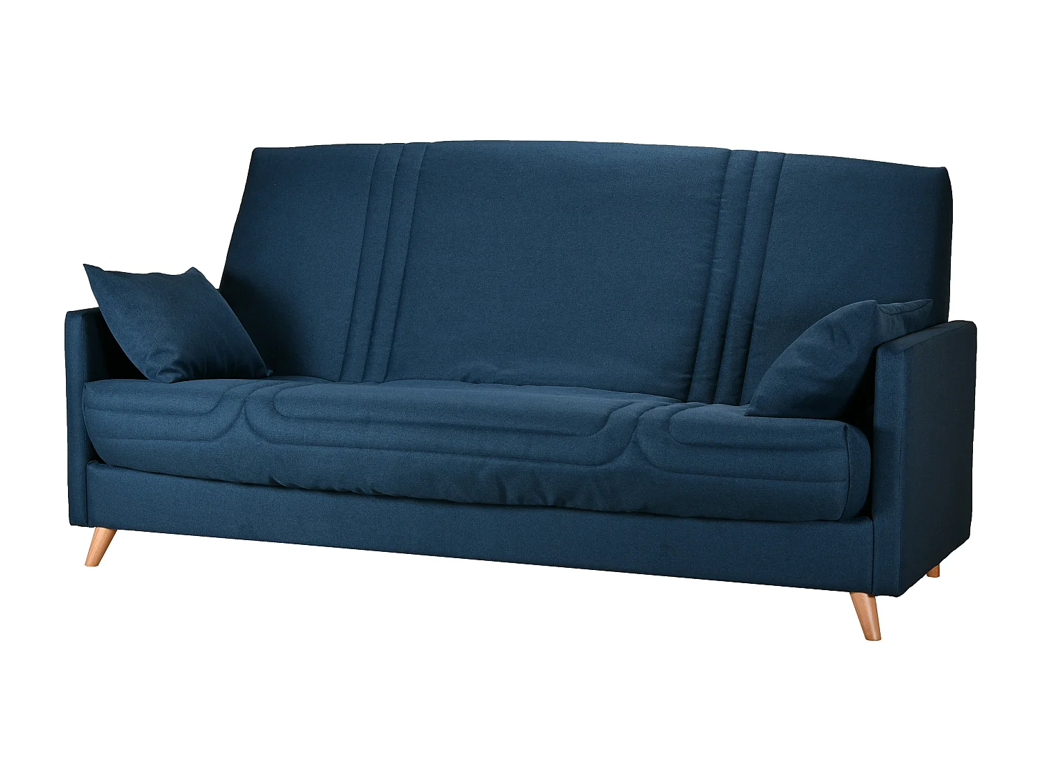 Banquette Clic-clac tissu 130x190 matelas Starbed 13cm avec rangement Soly-Couleur Bleu foncé