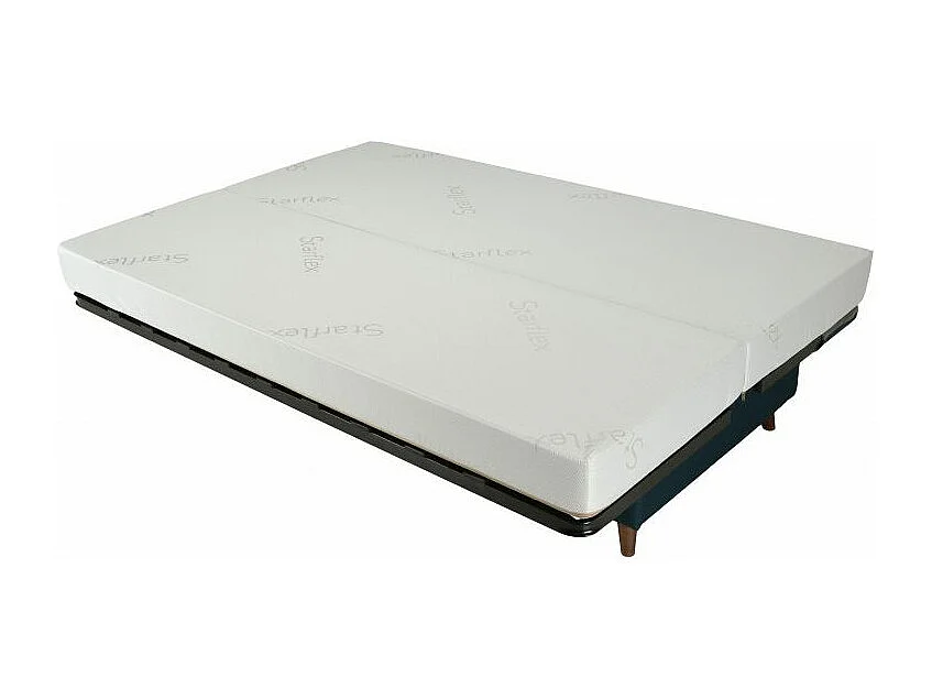 Banquette Clic-clac tissu 130x190 matelas Starbed 13cm avec rangement Soly-Couleur Bleu foncé