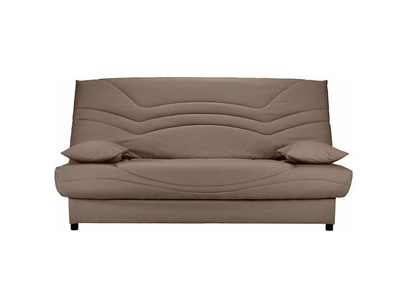 Banquette Clic Clac tissu matelas Starbed 13cm avec coffre de rangement Kistar 130x190-Couleur Marron clair chiné
