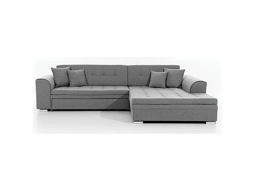 Canapé d'angle droit convertible 4 places tissu gris Looka 295cm