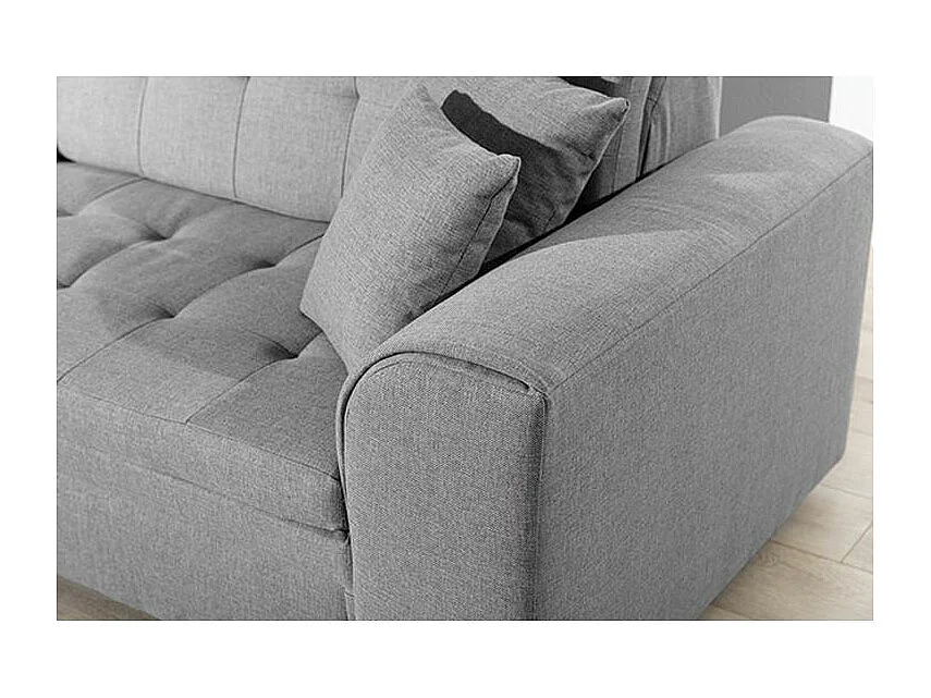 Canapé d'angle droit convertible 4 places tissu gris Looka 295cm