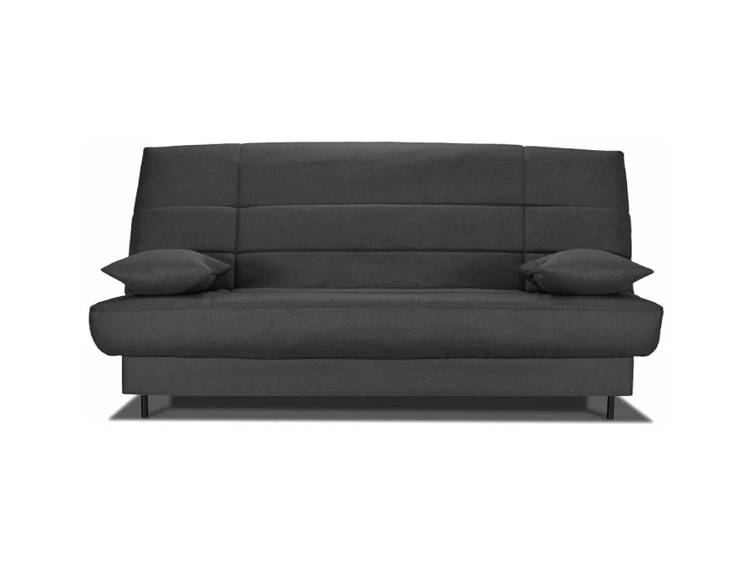Banquette Clic-clac tissu 130x190 matelas Starflex 13cm avec rangement Folken-Couleur Gris foncé chiné