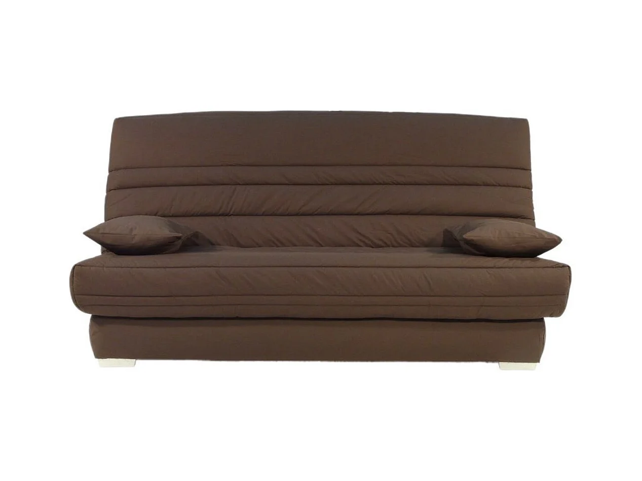 Banquette Clic-clac tissu 130x190 matelas Sofaconfort 14cm avec rangement Sofia-Couleur Marron