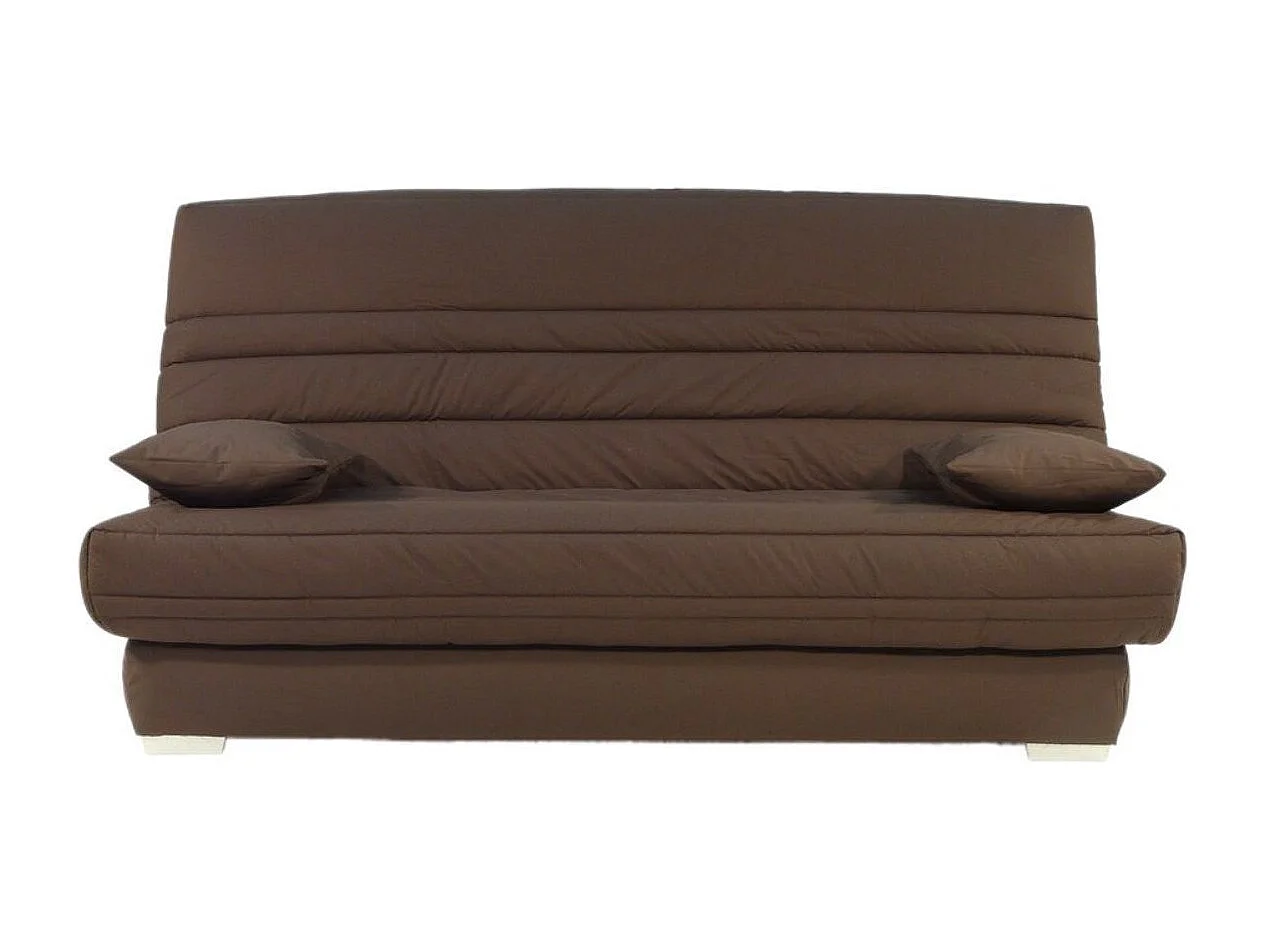 Banquette Clic-clac tissu 130x190 matelas Sofaconfort 14cm avec rangement Sofia-Couleur Marron