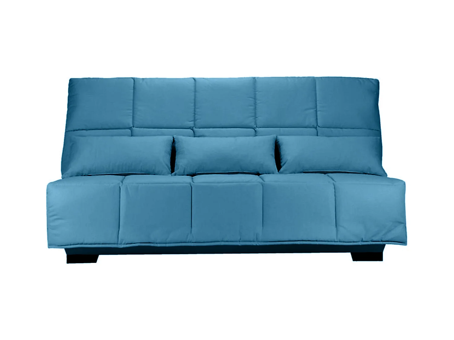 Canapé clic clac tissu avec rangement matelas Starconfort 15cm Lina 193cm-Couleur Bleu canard