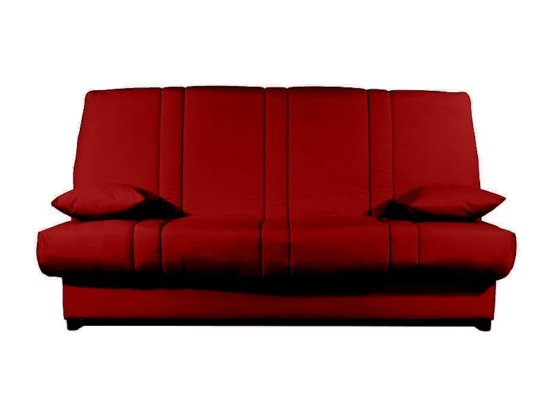 Clic-clac stoffen bank 130x190 cm Sofaconfort matras 14 cm met Sofia opberger-Kleur Bordeaux
