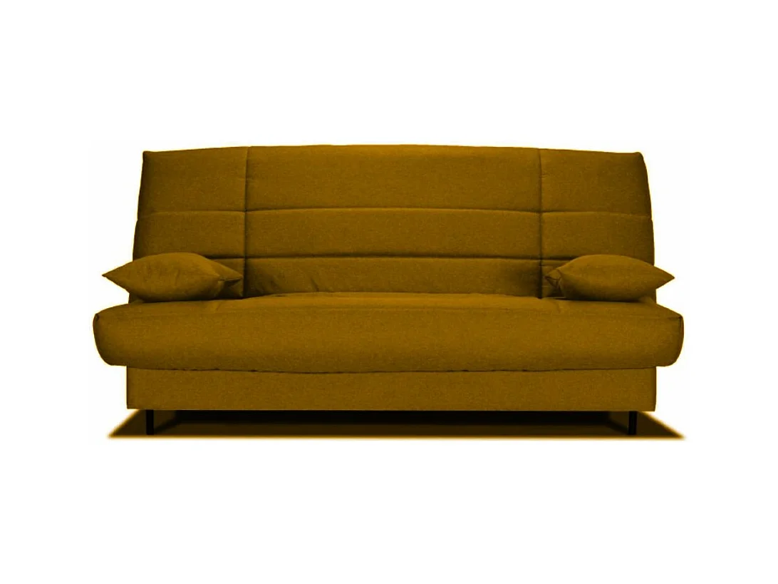 Clic-clac stoffen bank 130x190 cm Bultex matras 14 cm met opberger Zéa-Kleur Honinggeel