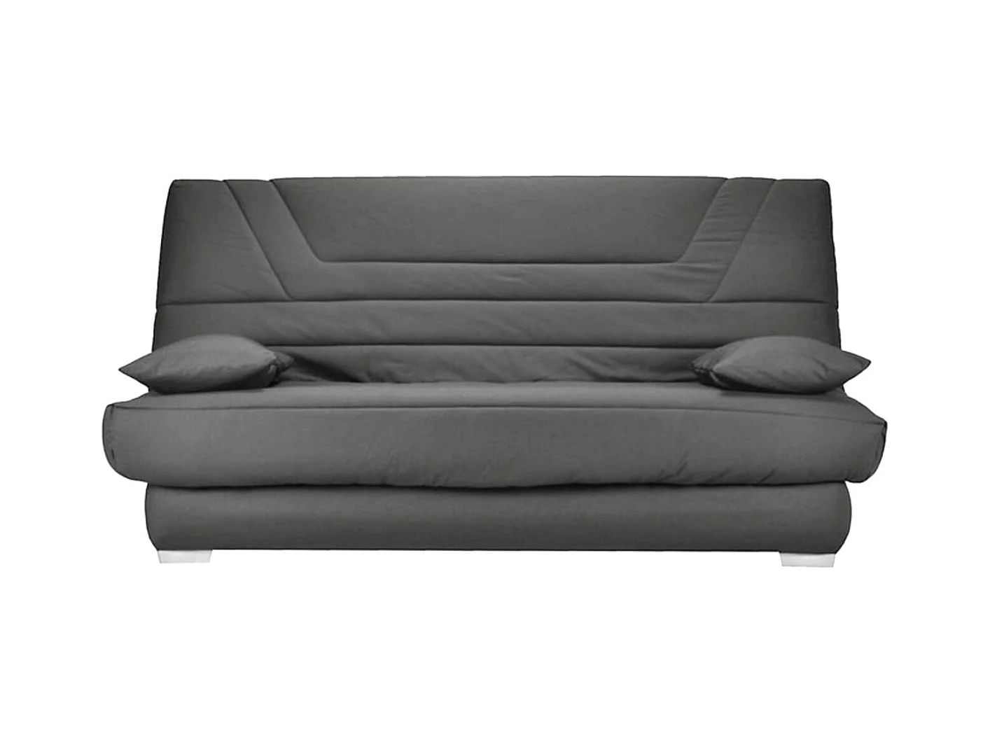 Banquette Clic Clac tissu matelas Bultex 14cm avec rangement Bary-Couleur Gris clair chiné-130x190