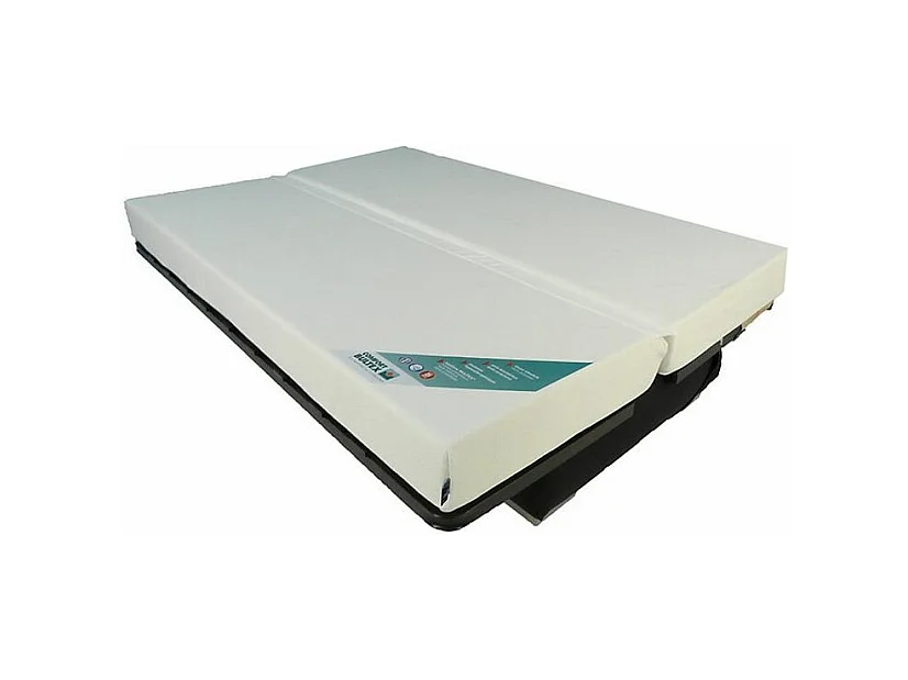 Banquette Clic Clac tissu matelas Bultex 14cm avec rangement Bary-Couleur Gris clair chiné-130x190