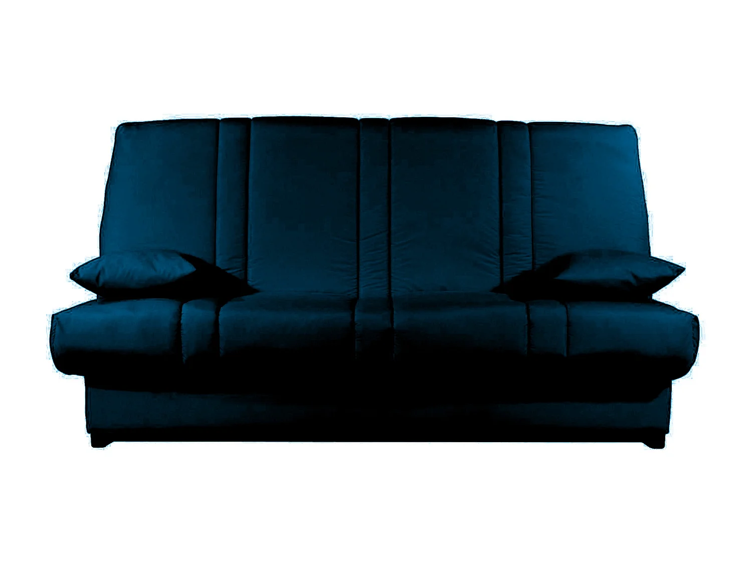 Banquette Clic-clac tissu 130x190 matelas Sofaconfort 14cm avec rangement Sofia-Couleur Bleu marine