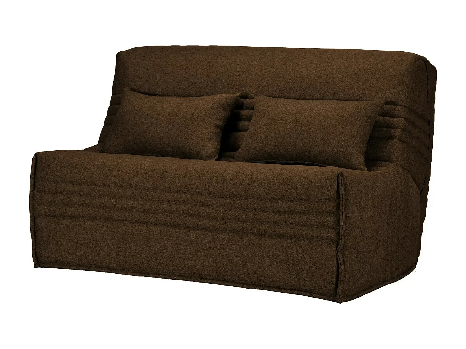 Banquette BZ tissu 140x200 matelas Bultex 15cm Celia-Couleur Marron-Coffre de rangement Avec rangement