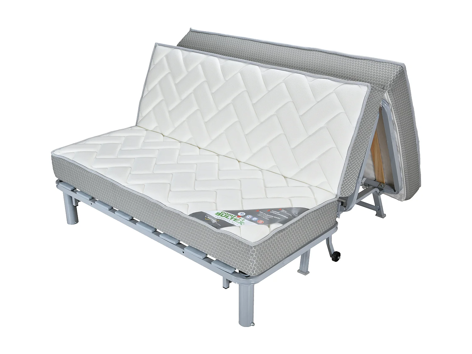 Banquette BZ tissu 140x200 matelas Bultex 15cm Celia-Couleur Marron-Coffre de rangement Avec rangement