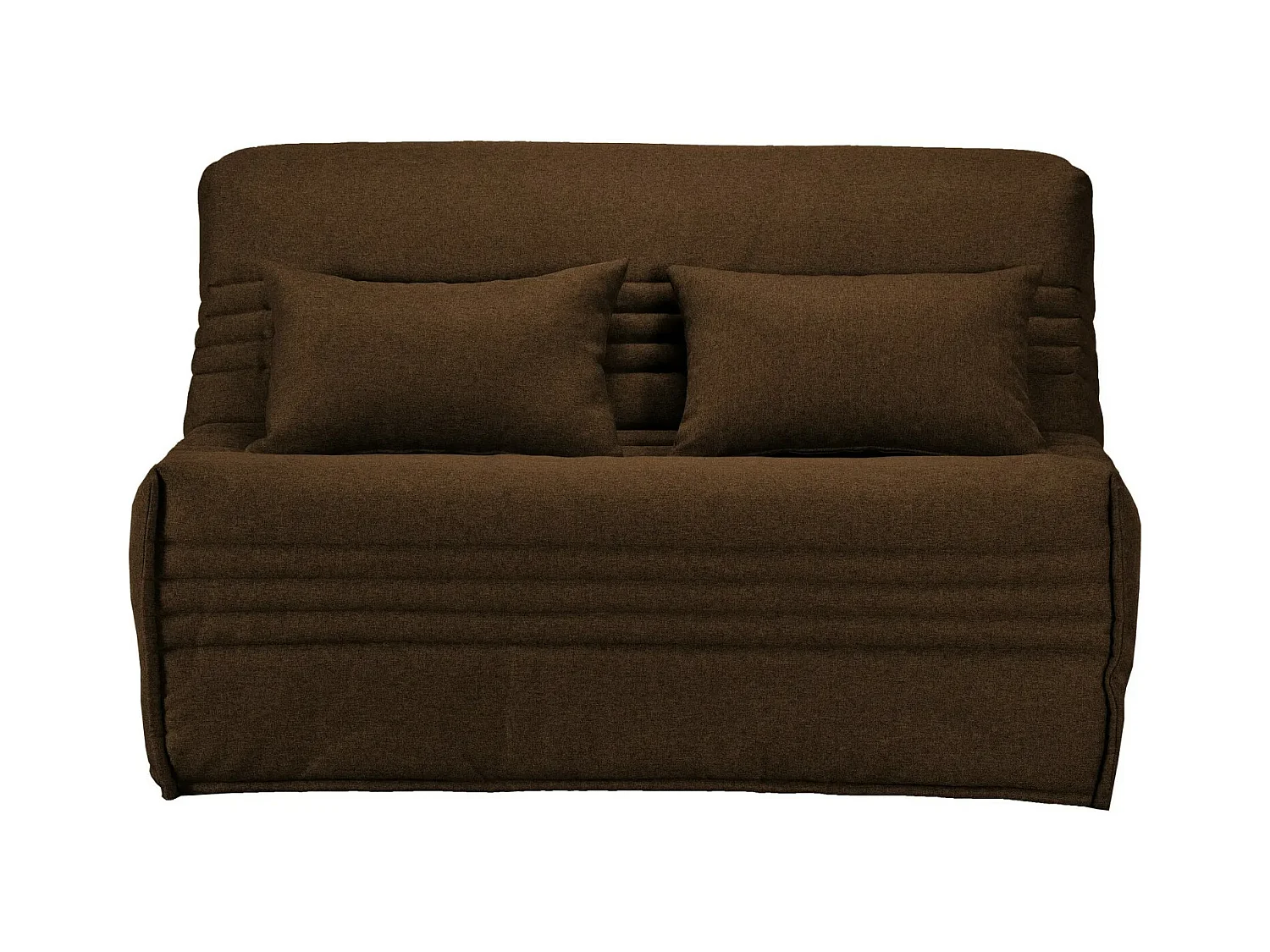 Banquette BZ tissu 140x200 matelas Bultex 15cm Celia-Couleur Marron-Coffre de rangement Avec rangement