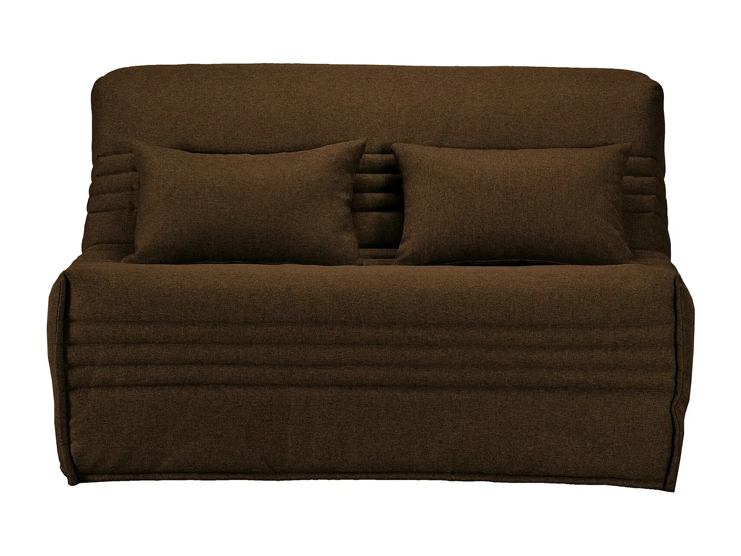 Banquette BZ tissu 140x200 matelas Bultex 15cm Celia-Couleur Marron-Coffre de rangement Avec rangement
