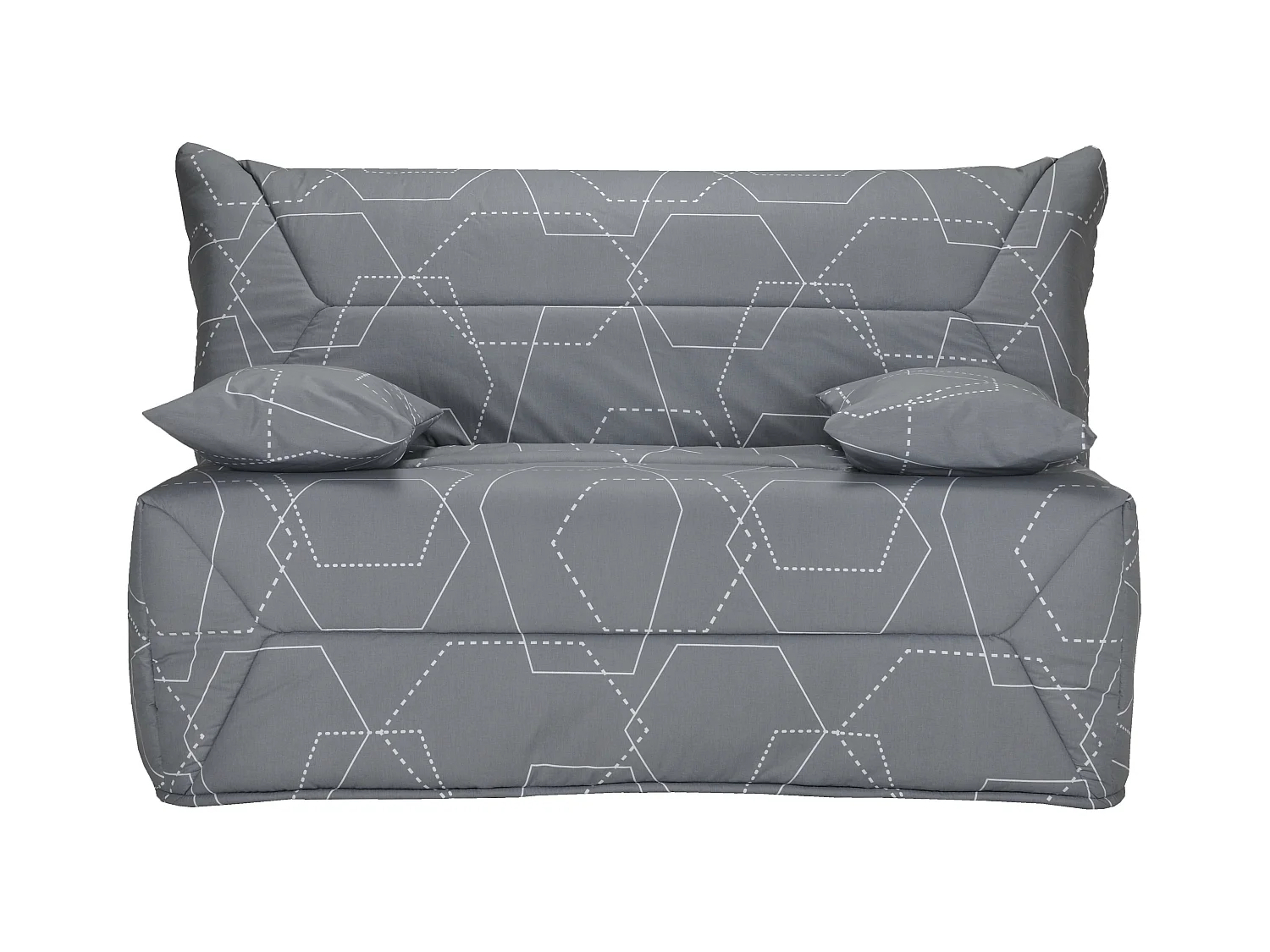 Banquette BZ 140x190 tissu graphique gris matelas 12cm City essentiel