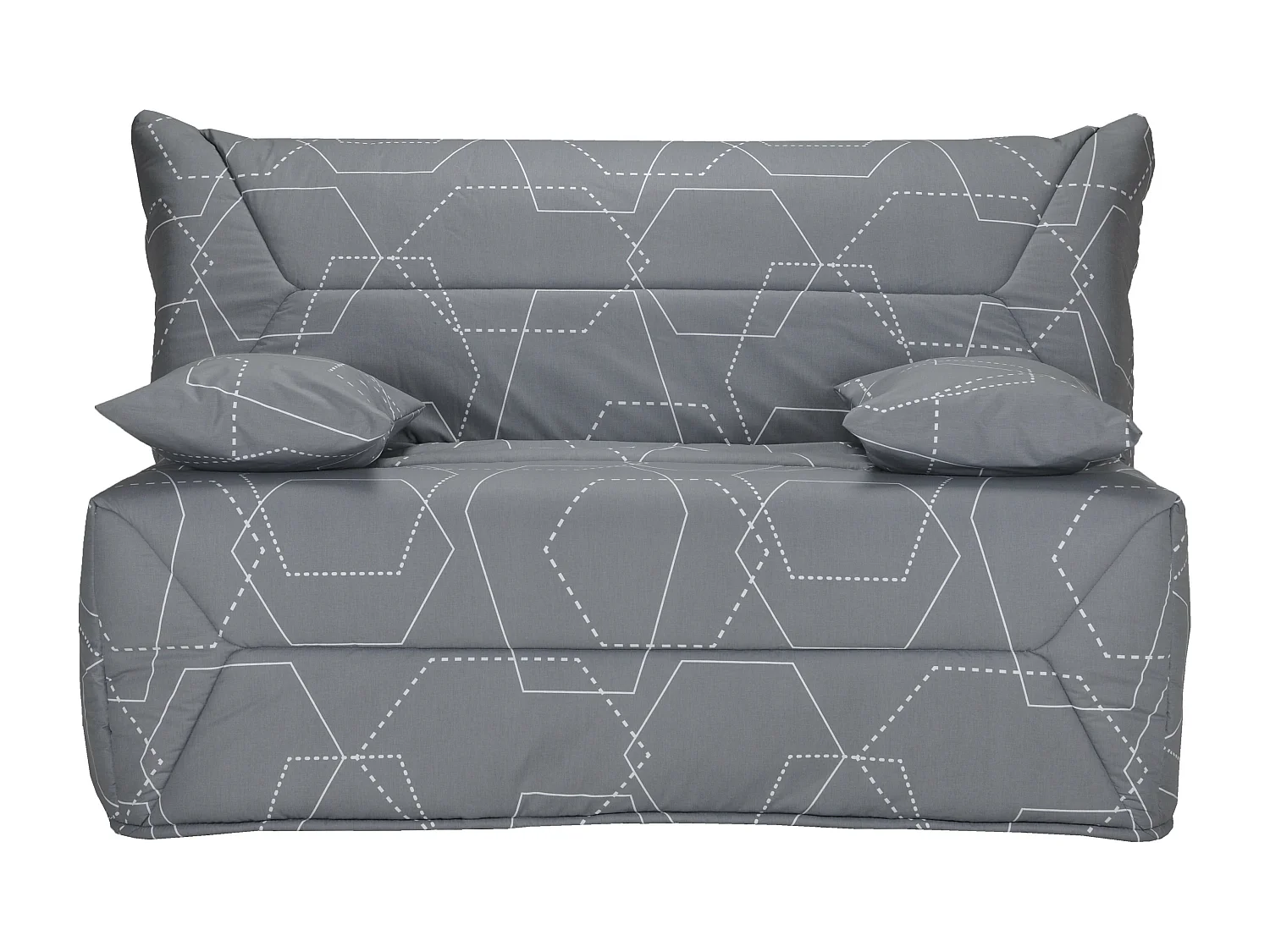 Banquette BZ 140x190 tissu graphique gris matelas 12cm City essentiel