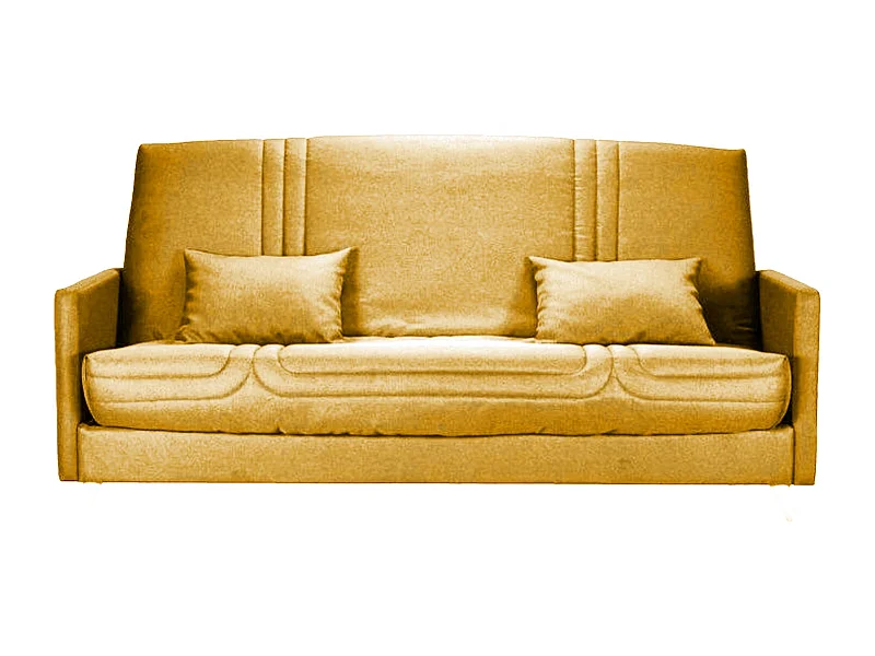 Banquette Clic-clac tissu 130x190 matelas Starbed 13cm avec rangement Soly-Couleur Jaune curry