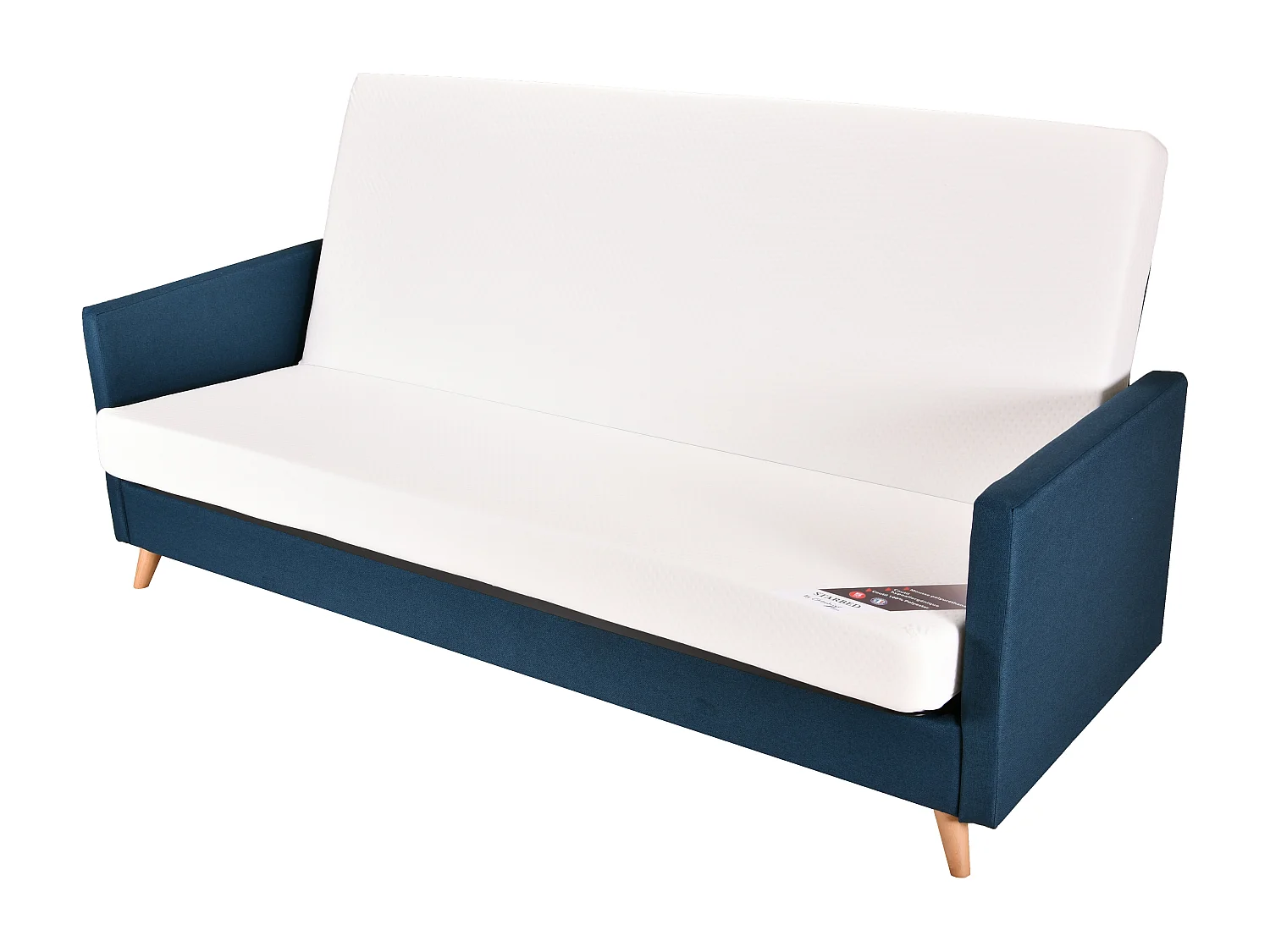 Banquette Clic-clac tissu 130x190 matelas Starbed 13cm avec rangement Soly-Couleur Jaune curry