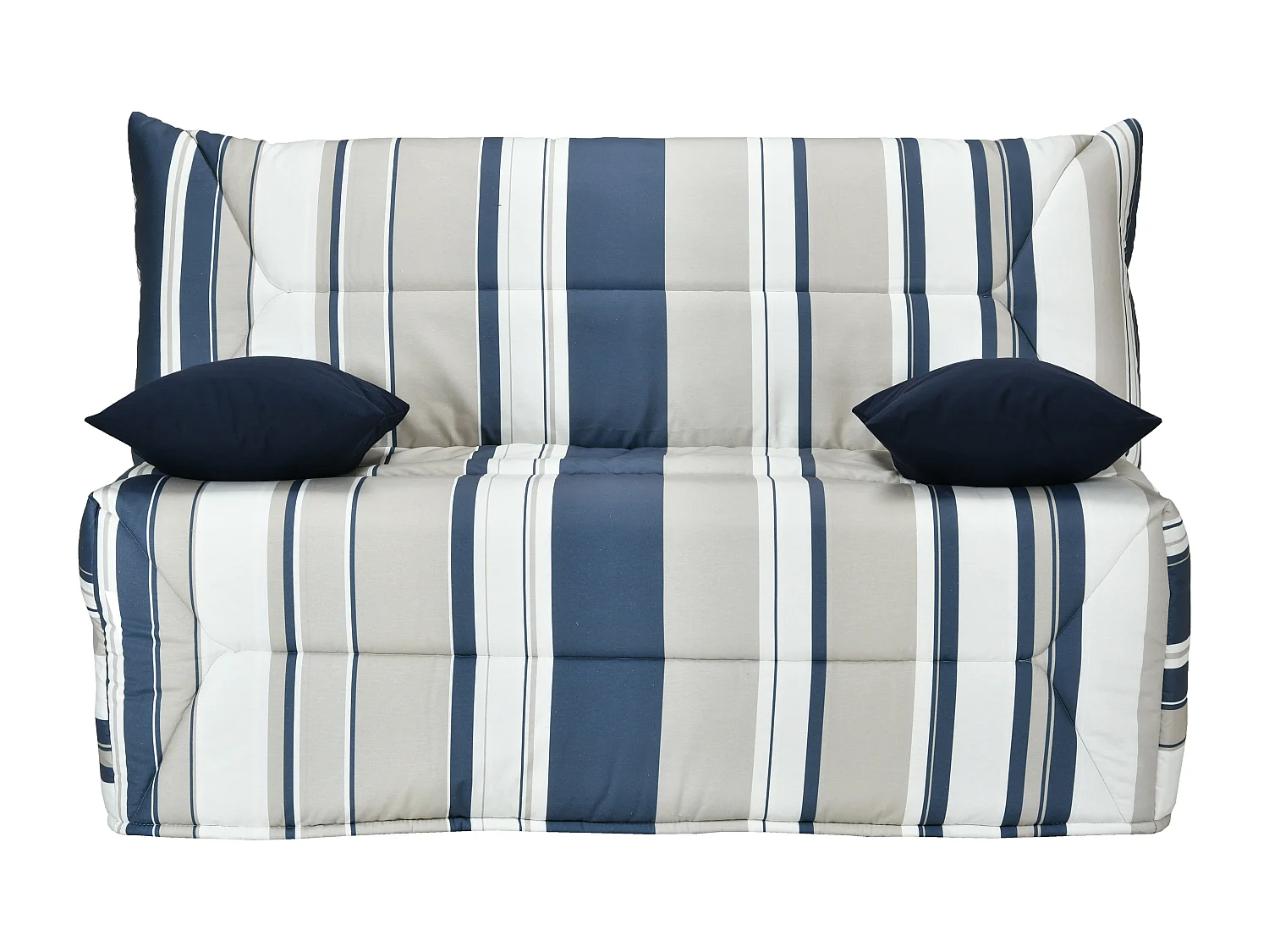 Banquette BZ 140x190 tissu bandes de couleurs matelas 12cm City essentiel