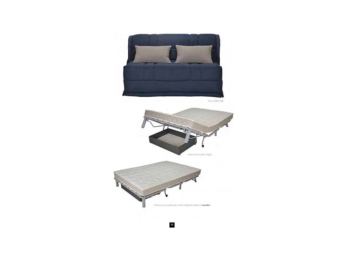 Banquette BZ microfibre 140x200 avec rangement Matelas Bultex 15cm Barnes-Couleur Marron clair