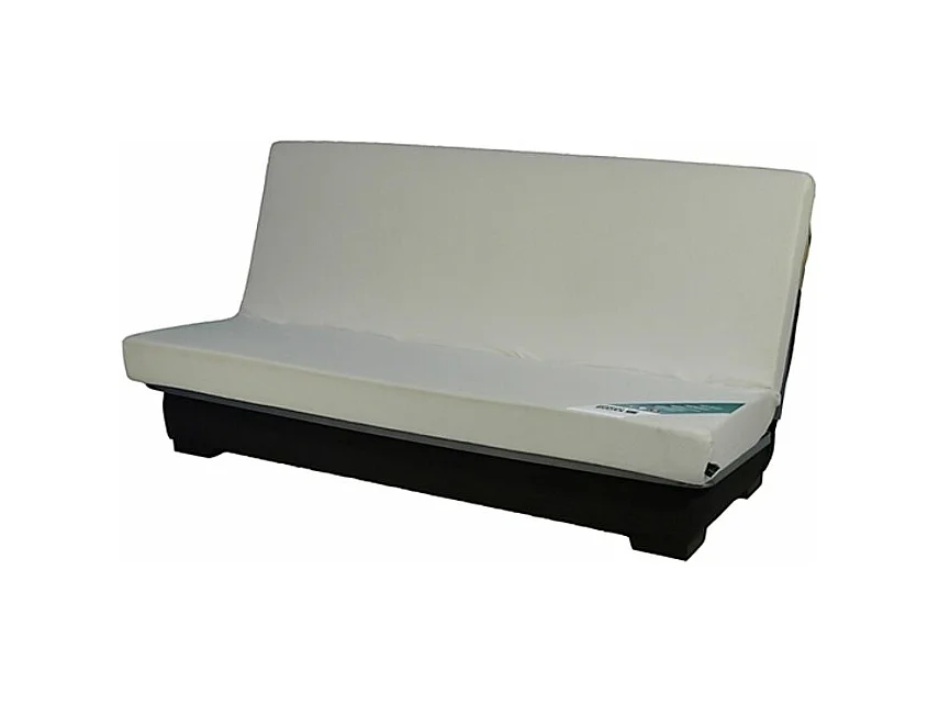 Canapé Clic Clac tissu avec coffre matelas Bultex 15cm Bianca 207cm-Couleur Beige clair