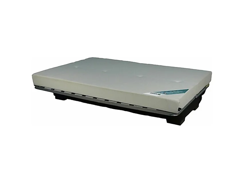 Canapé Clic Clac tissu avec coffre matelas Bultex 15cm Bianca 207cm-Couleur Beige clair