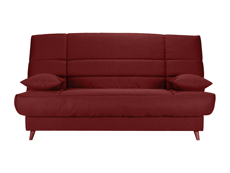 Banquette Clic-clac tissu 130x190 matelas Bultex 14cm avec rangement Boky-Couleur Rouge cerise