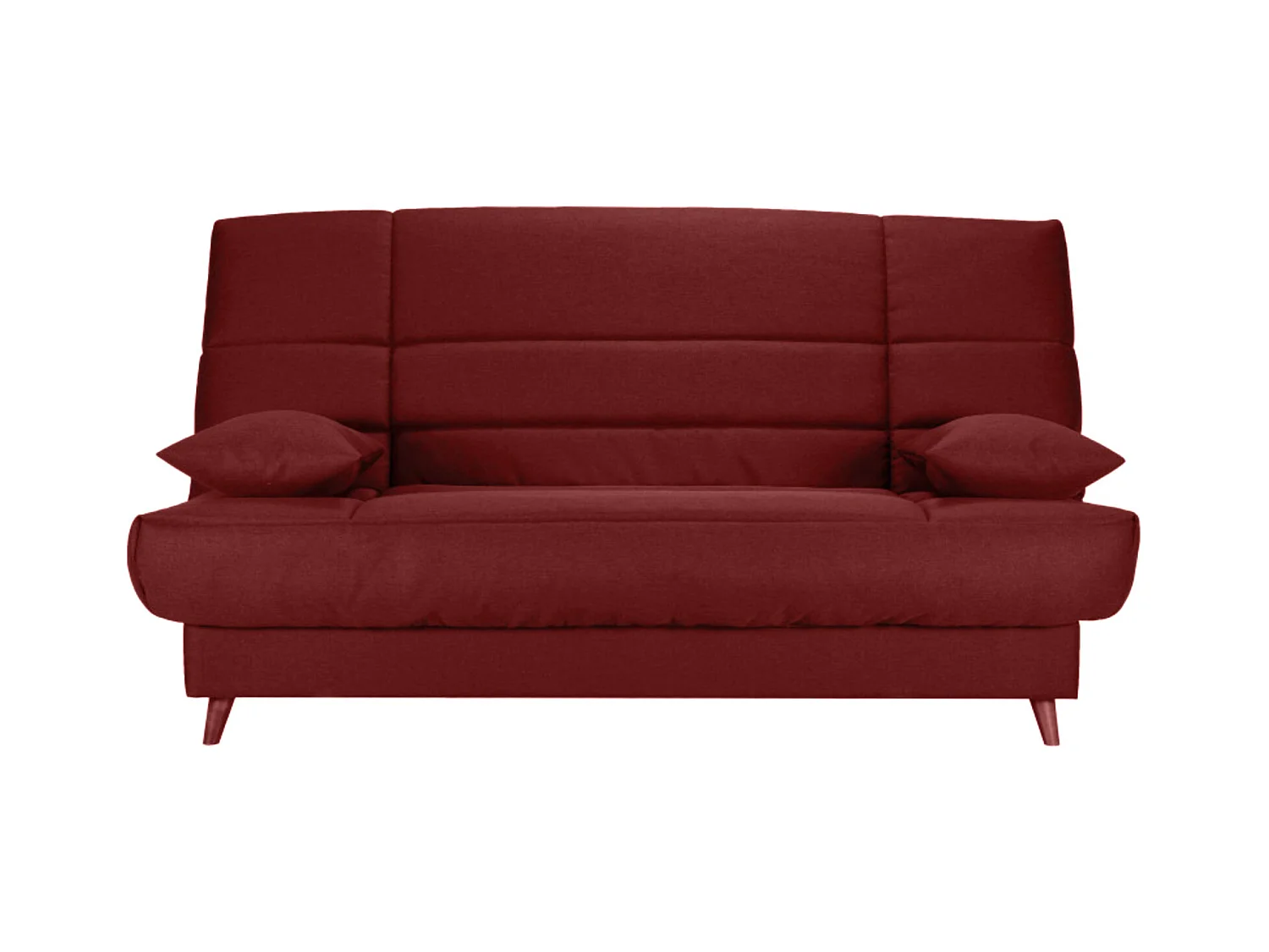 Banquette Clic-clac tissu 130x190 matelas Bultex 14cm avec rangement Boky-Couleur Rouge cerise