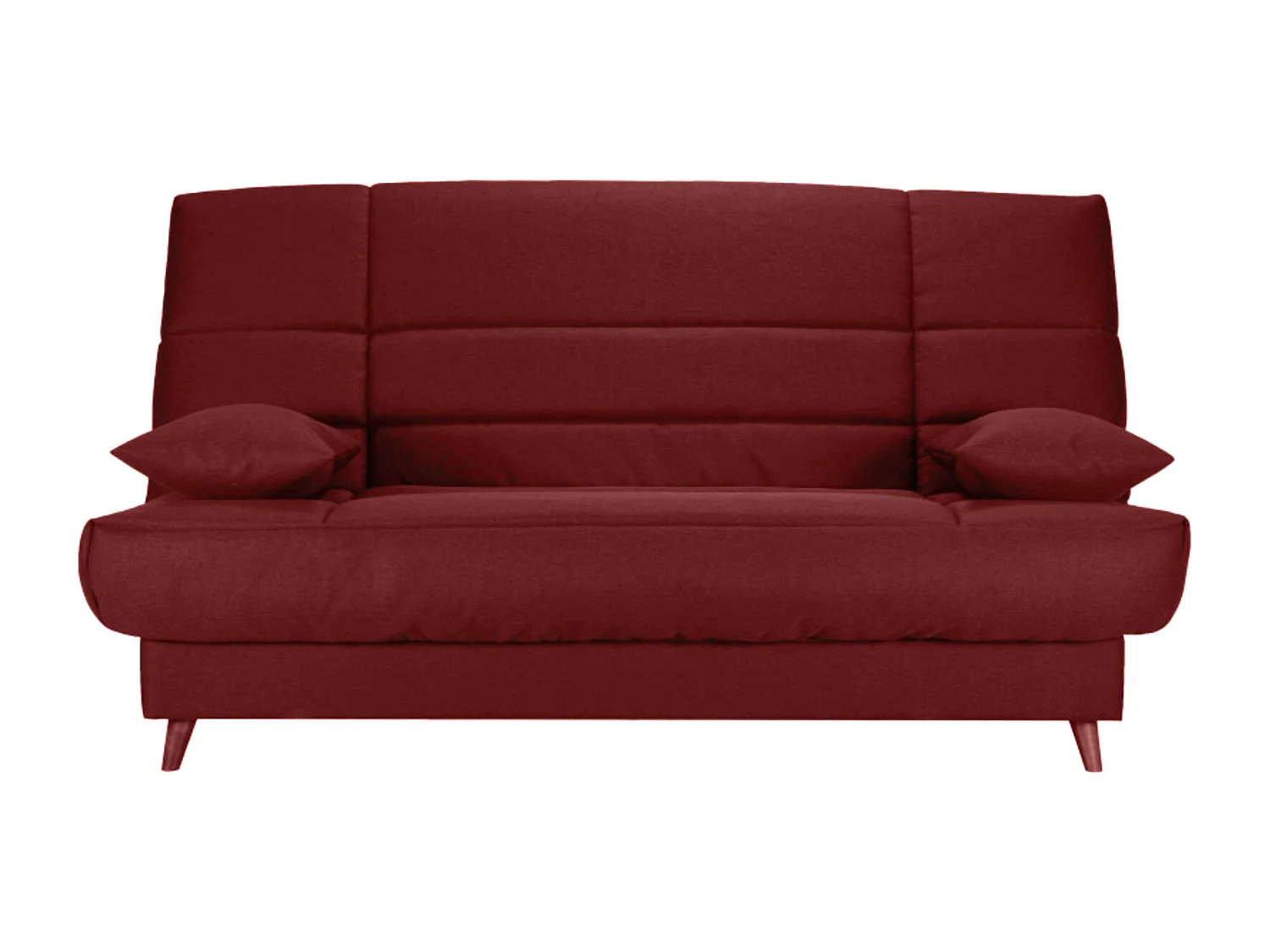 Banquette Clic-clac tissu 130x190 matelas Bultex 14cm avec rangement Boky-Couleur Rouge cerise