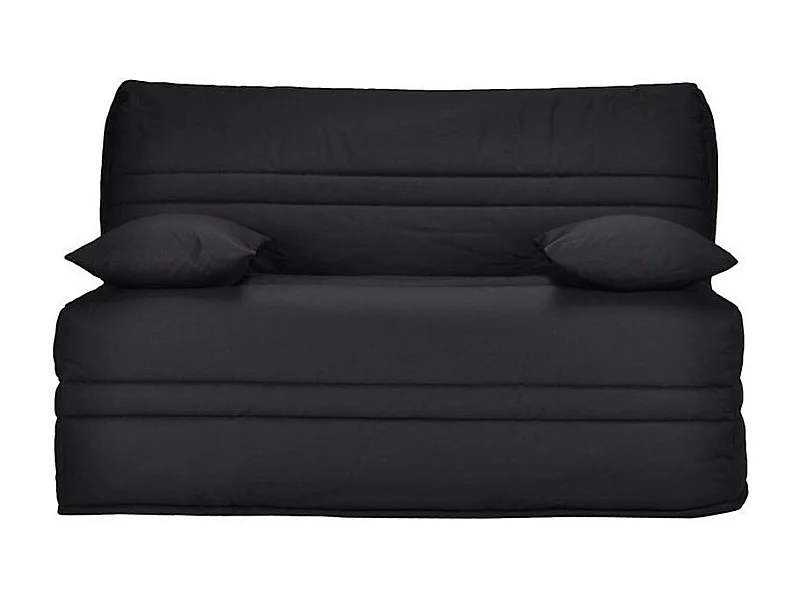 Banquette BZ tissu matelas Bultex 15cm Barnes 140x200-Couleur Noir-Coffre de rangement Avec rangement