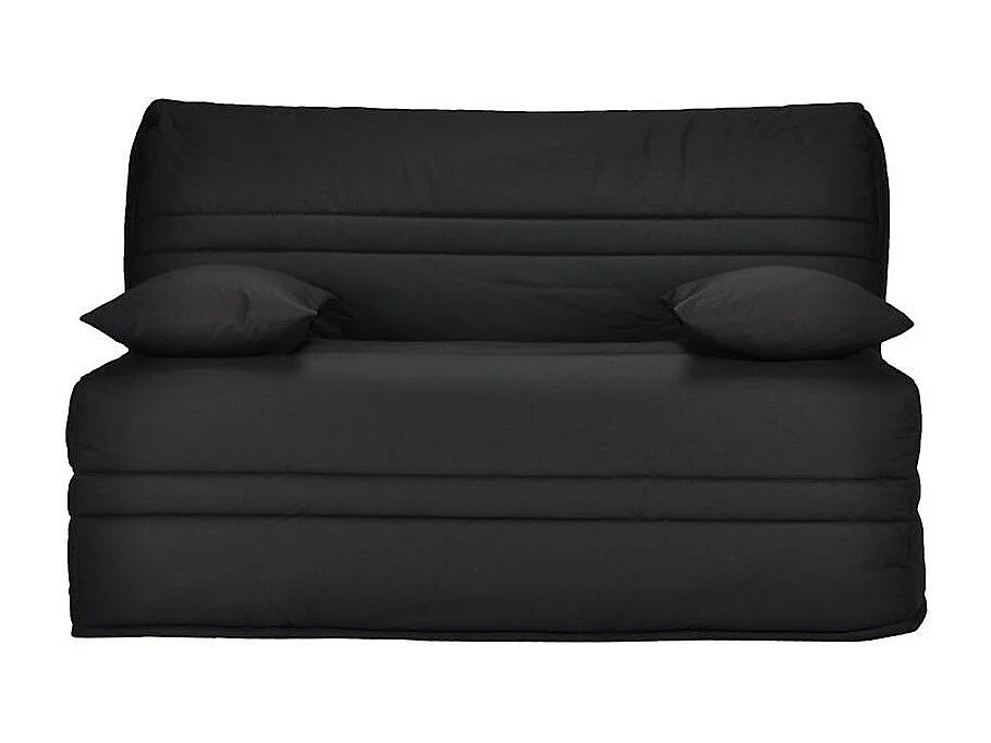 Banquette BZ tissu matelas Bultex 15cm Barnes 140x200-Couleur Noir-Coffre de rangement Avec rangement