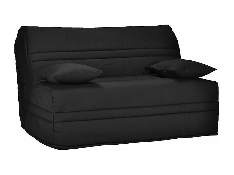Banquette BZ tissu matelas Bultex 15cm Barnes 140x200-Couleur Noir-Coffre de rangement Avec rangement