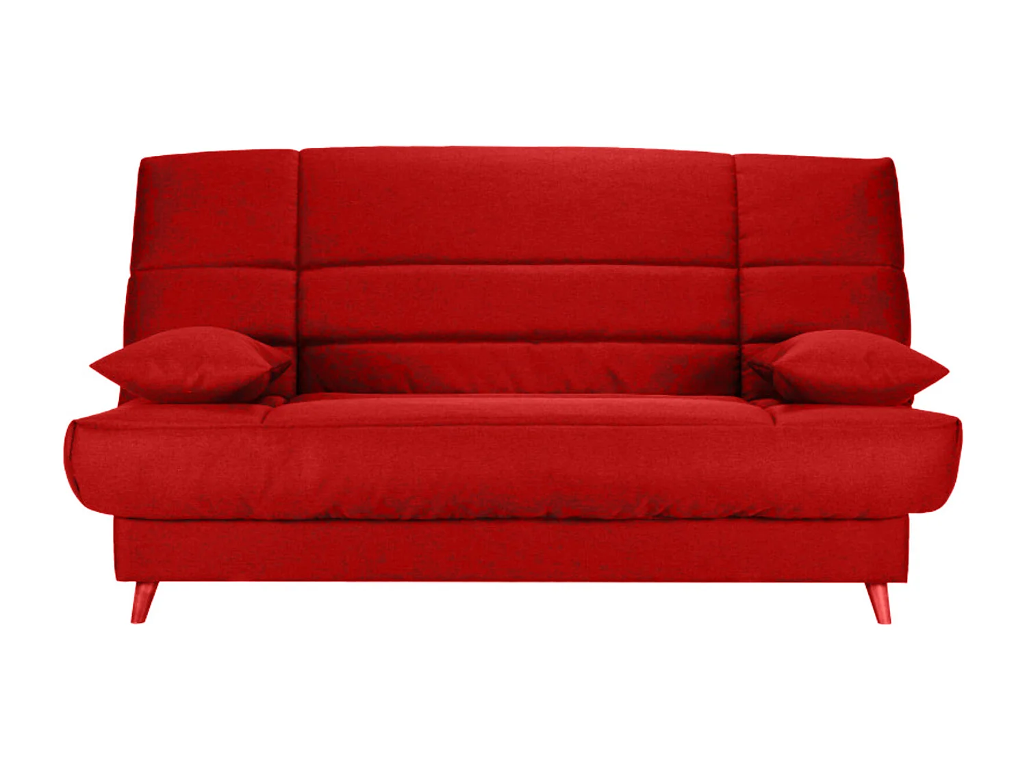 Banquette Clic-clac tissu 130x190 matelas Bultex 14cm avec rangement Boky-Couleur Rouge
