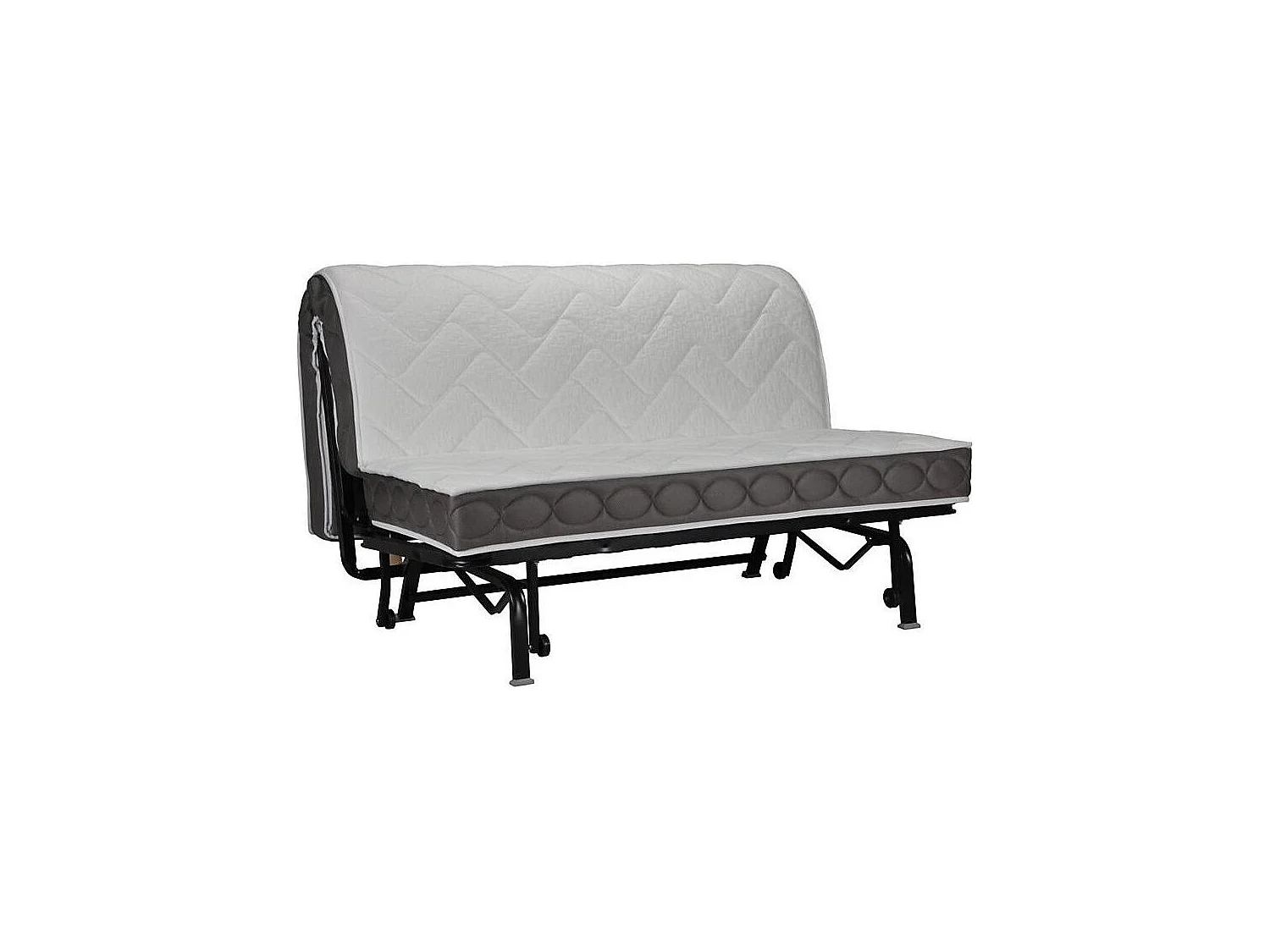 Banquette BZ tissu matelas Bultex 15cm Barnes 140x200-Couleur Gris clair