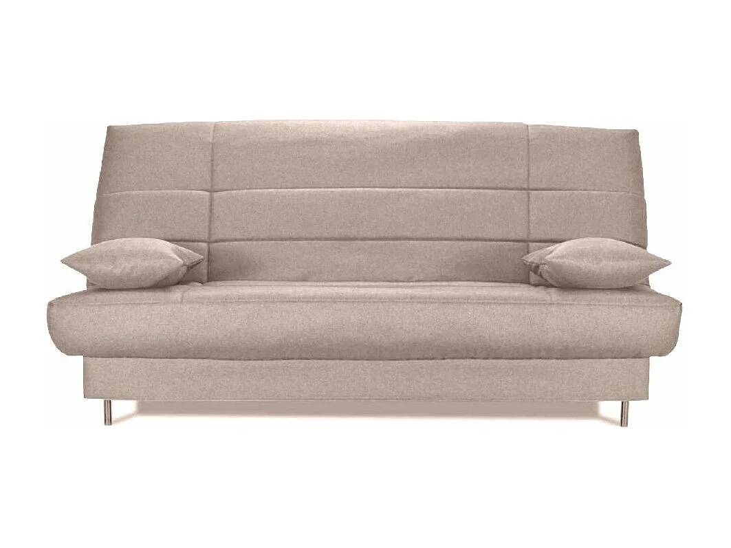 Banquette Clic-clac tissu 130x190 matelas Starflex 13cm avec rangement Folken-Couleur Taupe