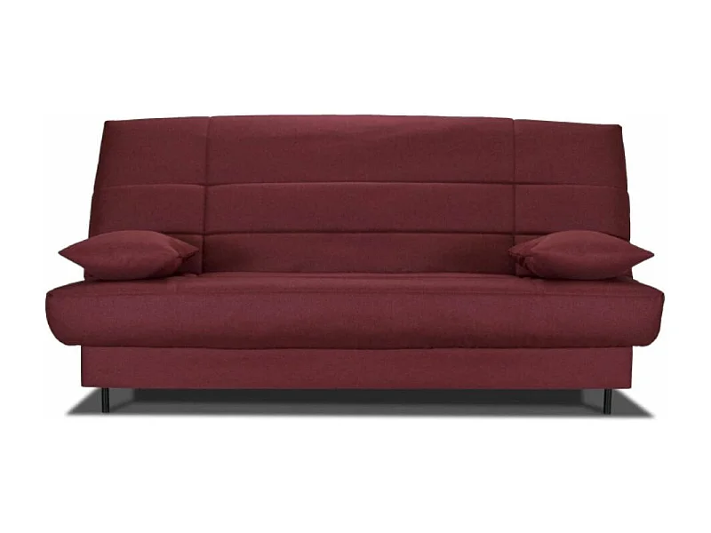 Banquette Clic-clac tissu 130x190 matelas Starflex 13cm avec rangement Folken-Couleur Bordeaux