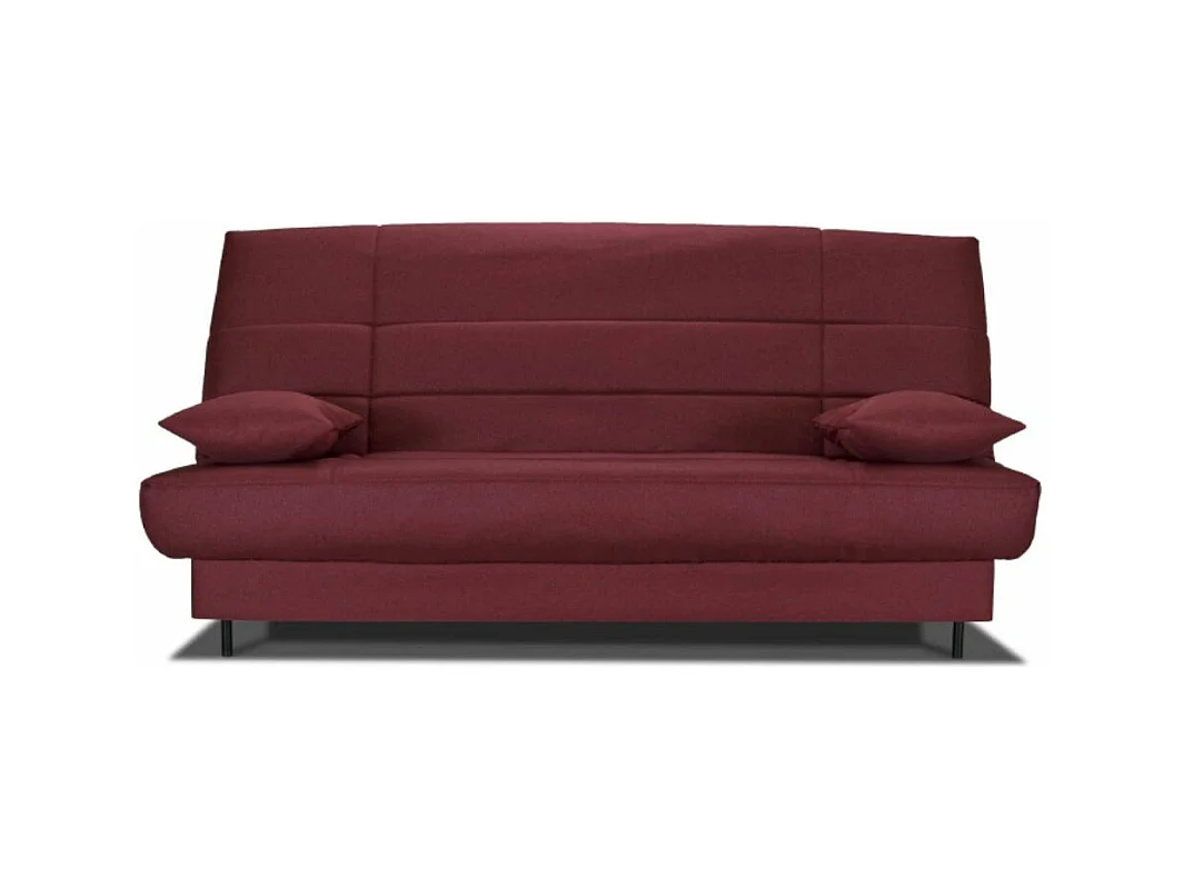 Banquette Clic-clac tissu 130x190 matelas Starflex 13cm avec rangement Folken-Couleur Bordeaux