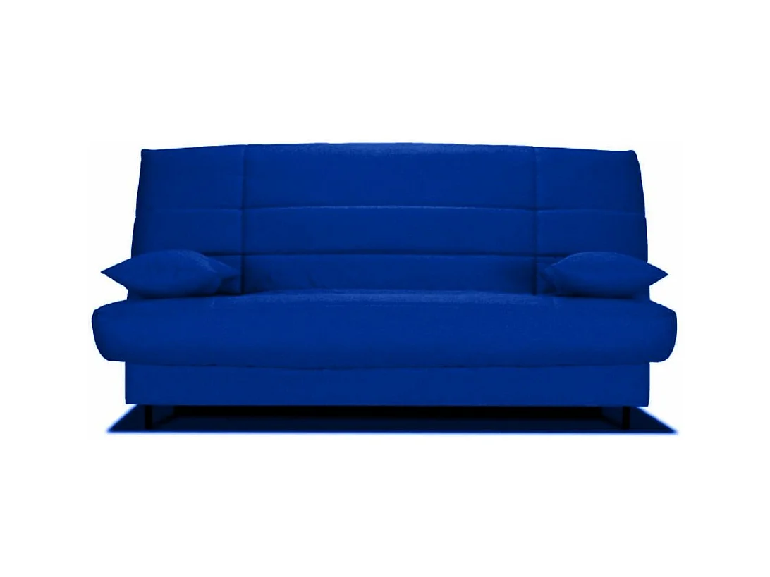 Banquette Clic-clac tissu 130x190 matelas Bultex 14cm avec rangement Zéa-Couleur Bleu nuit