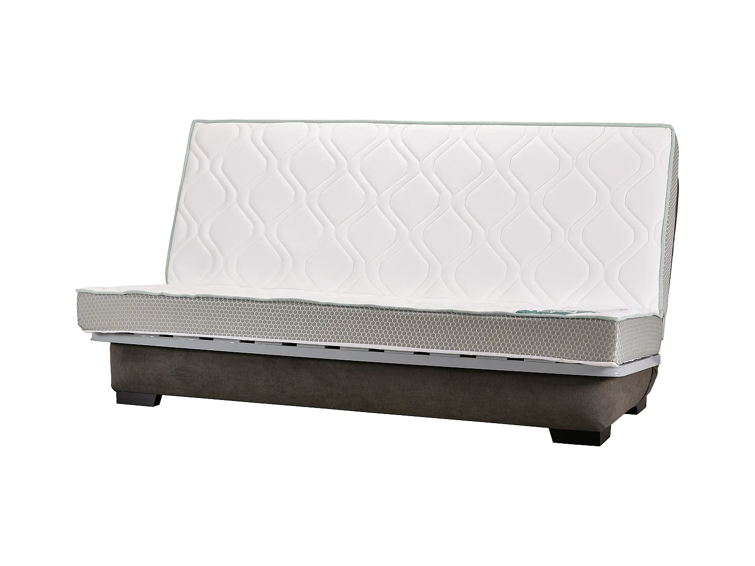Banquette Clic-clac tissu 130x190 matelas Bultex 14cm avec rangement Zéa-Couleur Bleu nuit