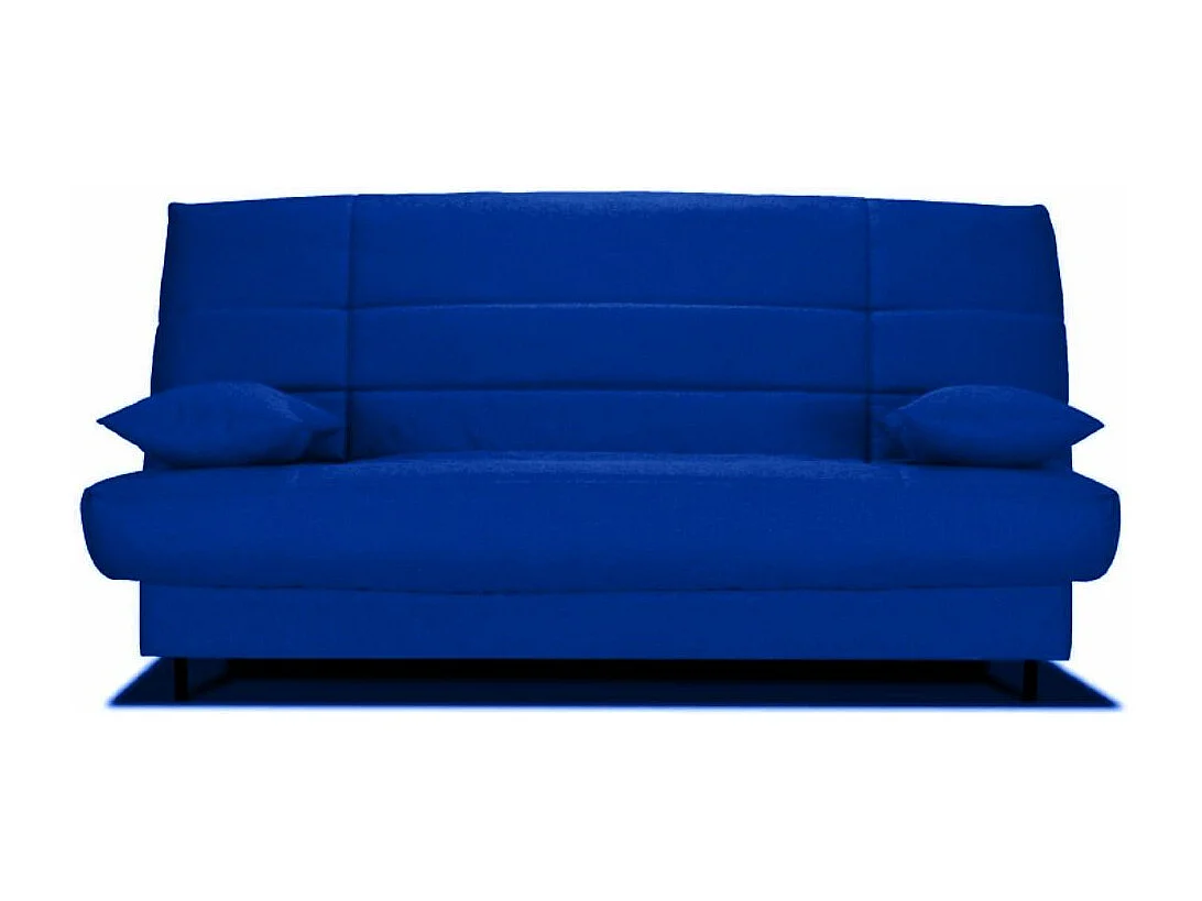 Banquette Clic-clac tissu 130x190 matelas Bultex 14cm avec rangement Zéa-Couleur Bleu nuit