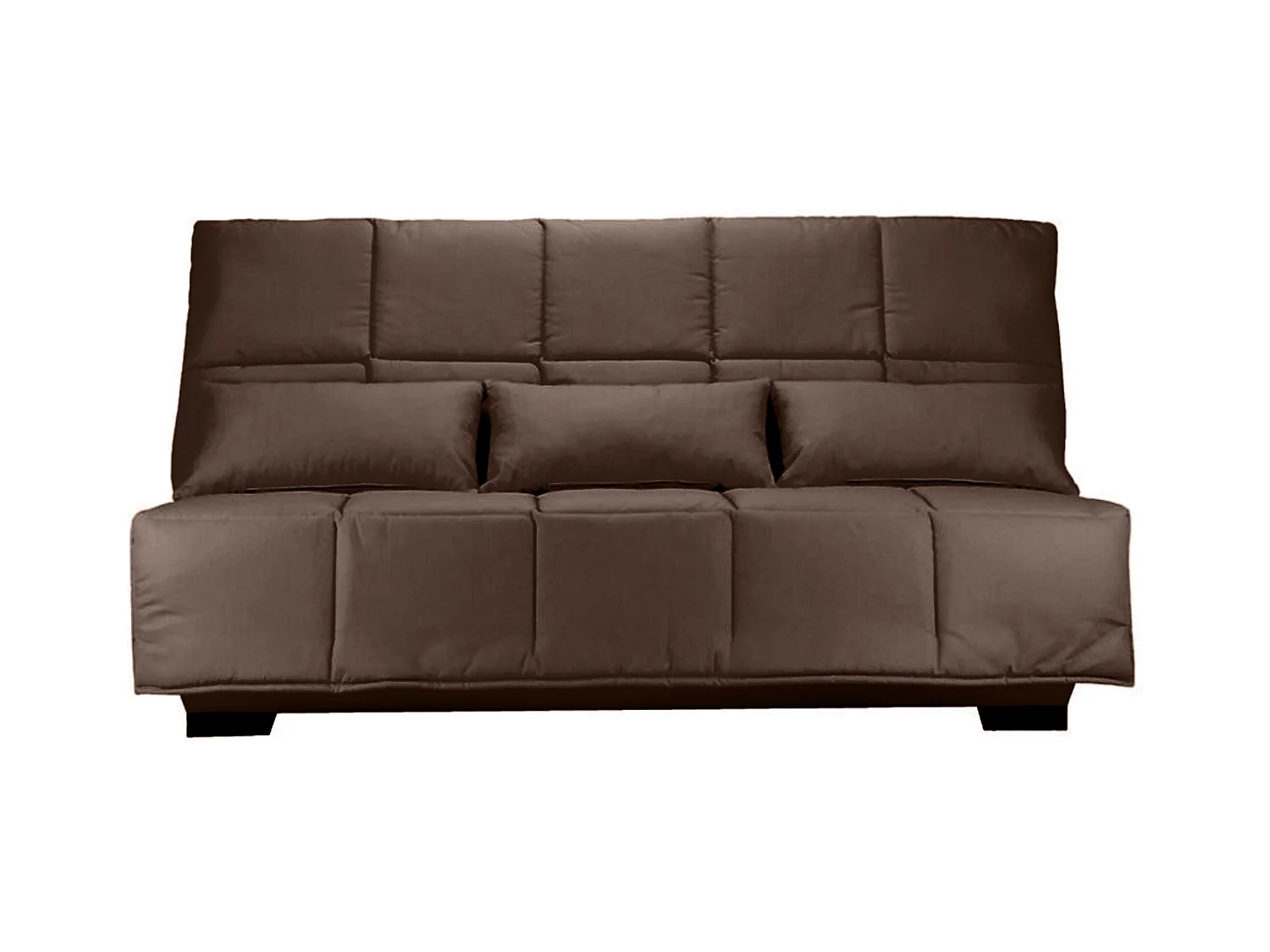 Canapé clic clac tissu avec rangement matelas Starconfort 15cm Lina 193cm-Couleur Marron clair