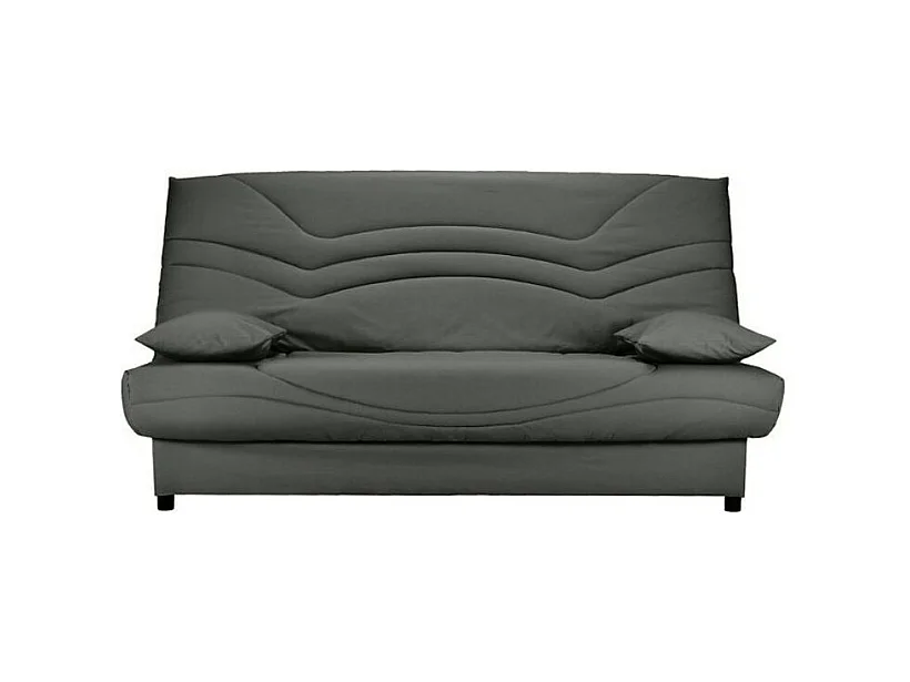 Banquette Clic Clac tissu matelas Starbed 13cm avec coffre de rangement Kistar 130x190-Couleur Gris foncé chiné