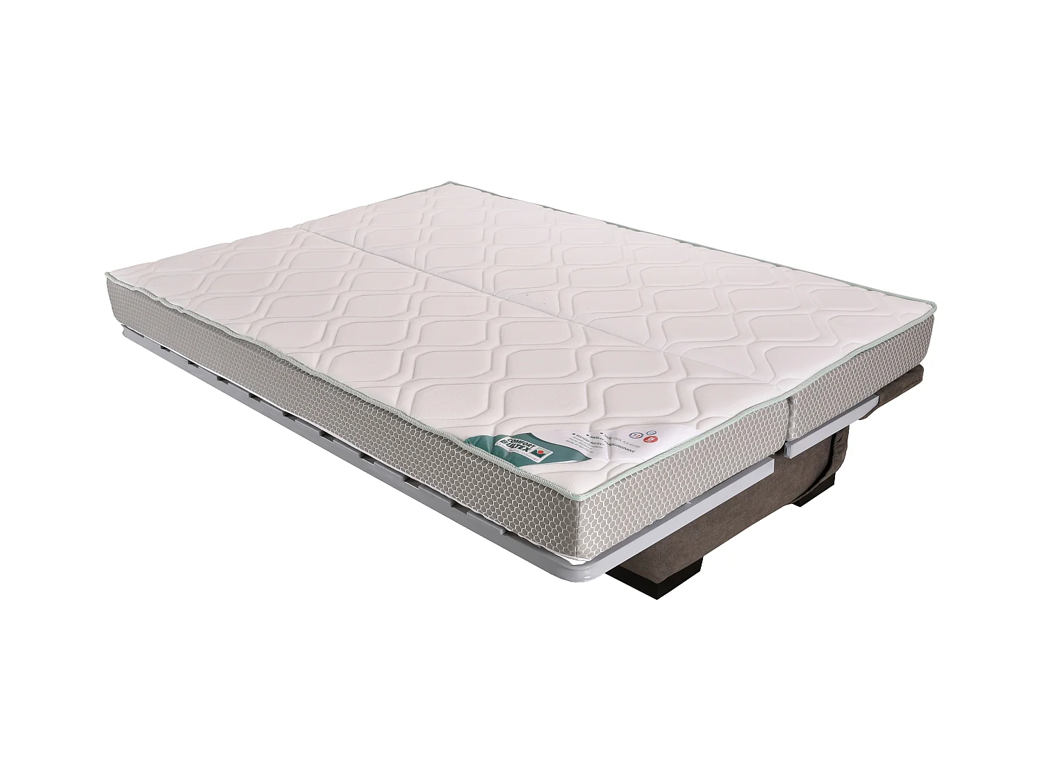 Banquette Clic-clac tissu 130x190 matelas Bultex 14cm avec rangement Zéa-Couleur Gris