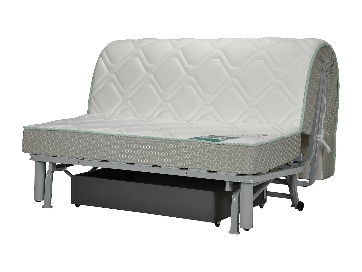 Banquette BZ microfibre 140x200 avec coffre de rangement matelas 12cm Brioca-Couleur Taupe