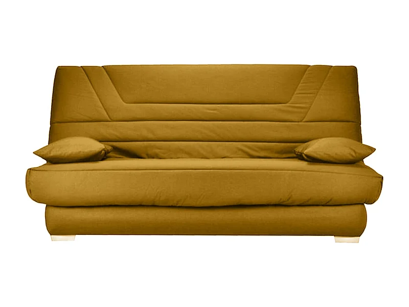 Banquette Clic Clac tissu matelas Bultex 14cm avec rangement Bary-Couleur Jaune miel-140x190