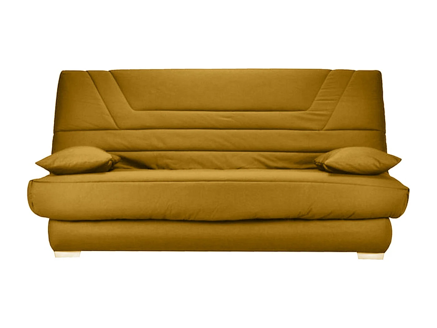 Banquette Clic Clac tissu matelas Bultex 14cm avec rangement Bary-Couleur Jaune miel-140x190
