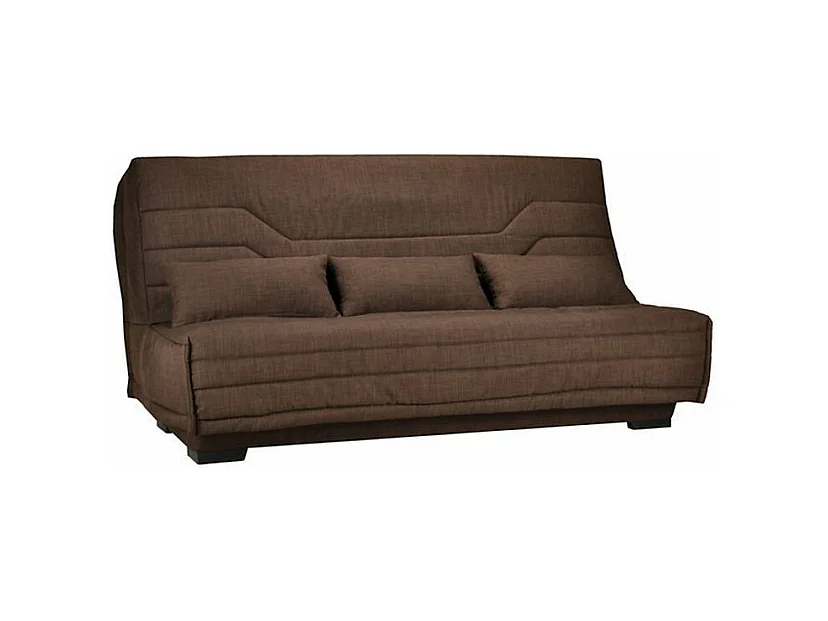 Canapé Clic Clac microfibre avec coffre matelas Bultex 15cm Bianca 140x200-Couleur Marron clair